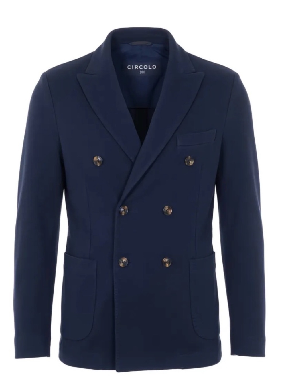 Circolo 1901 Navy/Indigo Double Breasted Cotton Jersey Blazer - 46 Euro